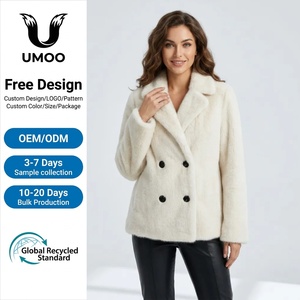 Elegante Abrigo de Piel Sintética de Visón Crema para Mujer, Chaqueta de Invierno con Doble Botonadura, Cuello Vuelto, Gruesa y Cálida - Product Image 1