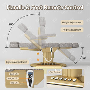 Turri Luxus Elektrische Kosmetikliege Lammfleece Gesichtsbehandlungsliege Beauty Spa Stuhl 3-Motor-Massageliege Fußsteuerung mit Licht - Product Image 3