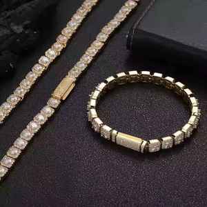 Moissanite Square Cut Diamond Tennis Bracelet 925 Sterling Silver Iced Out Hip Hop Classic Sparkle Jewelry Gift <b>for</b> Women <b>Men</b> - Product Image 4