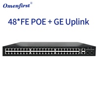 Switch Ethernet de 48 Puertos PoE, 2 Gigabit RJ45, 2 Ranuras SFP, Uplink de 1000Mbps, Switch Power Over Ethernet de 700W para Proyectos de Cámaras IP