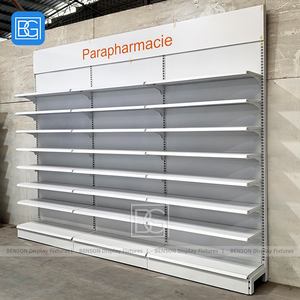 Étagère de présentation de <span class=keywords><strong>pharmacie</strong></span> en métal blanc, unité d'étagères murales modulaires, comptoir de vente au détail personnalisé, meuble de présentation de magasin de médicaments - Product Image 4