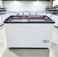 Congélateur horizontal commercial 415L avec porte coulissante vitrée pour îlot de présentation de crèmes glacées pour supermarché OEM