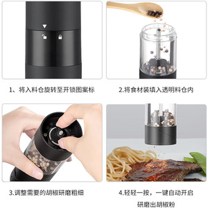 Electric <b>Pepper</b> <b>Grinder</b> Rechargeable Cordless Automatic Salt And <b>Pepper</b> Mill For Home Kitchen Use - Product Image 4