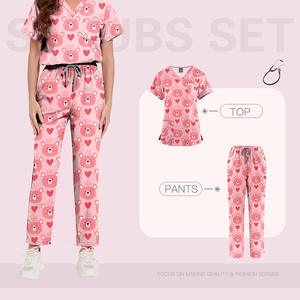 Conjuntos de uniformes médicos de tejido suave elástico de 4 vías OEM uniforme de hospital de enfermera con diseño impreso para <span class=keywords><strong>Urología</strong></span> - Product Image 3