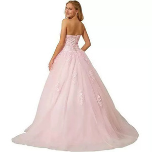Strapless Sweetheart Ball Gown Evening Dress Chiffon Pink Empire Waistline For Women Formal Party Dress - Product Image 4
