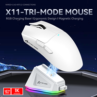 Ratón para Juegos ATTACK SHARK X11 Tri-Mode, 22000 DPI, PAW3311, RGB, Base de Carga Magnética, 1000Hz, Ligero, Ergonómico, Programable, FPS