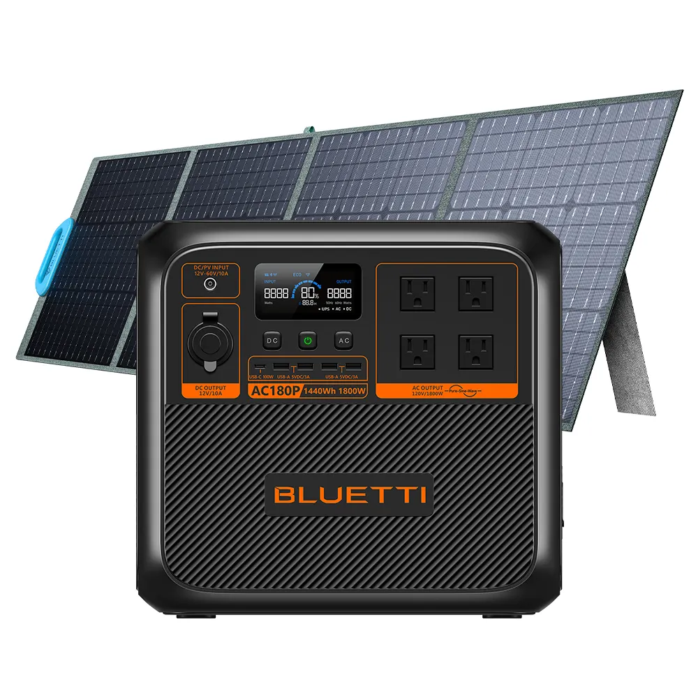 1500W Portable Solar Power Generator with All-in-One Battery and Solar Panel for Home Use