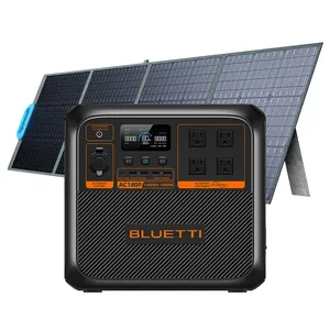 Generator daya tenaga surya portabel 1500W, dengan baterai dan Panel surya lengkap untuk penggunaan di rumah
