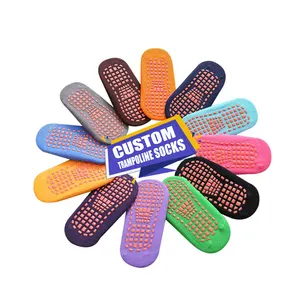 Benutzer definierte Logo Trampolin Socken Indoor Spielplatz Anti Slip Jump Socken Custom Design Trampolin Grip Socken