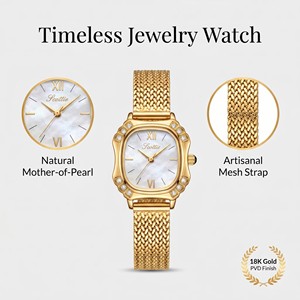 <span class=keywords><strong>Montre</strong></span> élégante de <span class=keywords><strong>luxe</strong></span> pour femmes, cadran carré en alliage et verre, bracelet en maille tissée <span class=keywords><strong>bicolore</strong></span> or et argent, mouvement à quartz. - Product Image 4