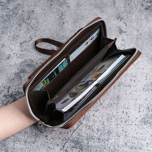 Wholesale Custom Large Capacity Waterproof Phone Bag Zipper <b>Vintage</b> PU Leather Fashion Coin <b>Purse</b> Multi-Function Men's Card - Product Image 3