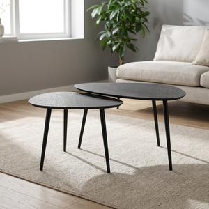 Build Better Modern Nesting <b>Coffee</b> <b>Tables</b> Set Minimalist Design Black Laminate Top Metal <b>Legs</b> Living Room Furniture - Product Image 6