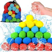 Lot de 60 boules d'eau réutilisables, jeu de combat d'été, balles colorées en coton, jouet pour enfants