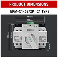 EPEPRO 32A 63A 4P Commutateur de transfert automatique ATS Contrôleur de double alimentation AC400V Commutateur de commutation triphasé