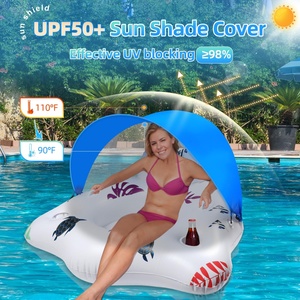 Flotador Inflable para Piscina con Toldo, Sillas Flotantes Grandes con Portavasos y Reposabrazos, Flotador para Piscina, Flotadores Acuáticos para Adultos - Product Image 3
