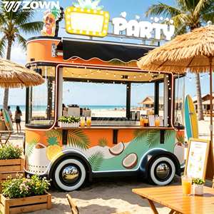 Chariot à café mobile et camion-restaurant avec station de snacks et de bonbons, chariot de bar à café, sandwichs et tacos en acier inoxydable - Product Image 1