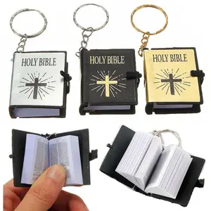 Hot Selling Promotion Eco-Friendly Professional Mini Jesus Bible Key chain Religious Gifts Holy Book Bible Keychain