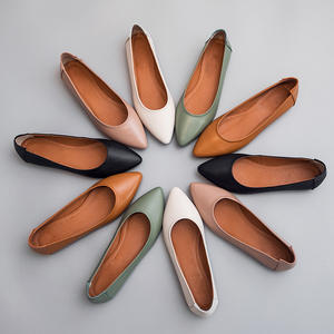 Gran oferta de <span class=keywords><strong>mocasines</strong></span> planos para <span class=keywords><strong>mujer</strong></span>, zapatos de cuero genuino de tacón bajo puntiagudos, zapatos informales para <span class=keywords><strong>mujer</strong></span>, traje de oficina de negocios, calzado - Product Image 4
