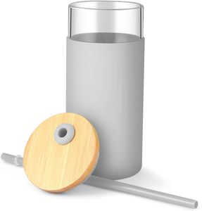 Vente chaude Multicolore Tasse <span class=keywords><strong>En</strong></span> <span class=keywords><strong>Verre</strong></span> Bouteille D'eau <span class=keywords><strong>En</strong></span> <span class=keywords><strong>Verre</strong></span> Paille Silicone Housse De Protection Bambou Cap Bouteille - Product Image 3