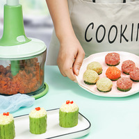 Picadora de alimentos manual con 3 cuchillas de acero inoxidable, cortador de verduras manual para frutas y patatas, herramienta de plástico y Metal