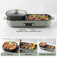Grill électrique vertical sans fumée 2-en-1 grande capacité 5L avec revêtement antiadhésif et fonction Hot Pot