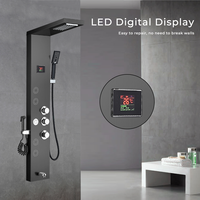 Panneau de douche mural intelligent avec affichage numérique LED, 6 fonctions, jets cascade spa, en acier inoxydable 304, pour salle de bain moderne