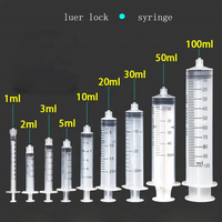 Pasokan pabrik jarum suntik Luer plastik sekali pakai dengan jarum 1ml 2ml 3ml 5ml 10ml 20ml 50ml 100ml untuk penggunaan industri anjing kucing