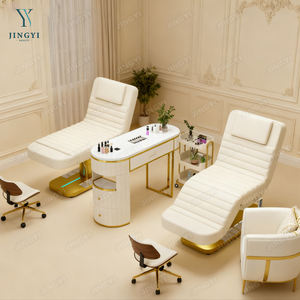 Cama Facial Eléctrica de 4 Motores para Salón Personalizada Cama de Belleza Reclinable con Base Dorada Camilla y Cama de Masaje con Control de Pie - Product Image 3