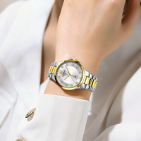 Montre CURREN 9107 pour femme, sport et affaires, à quartz, cadran romain, diamants, étanche, lumineuse, bracelet en alliage d'acier inoxydable