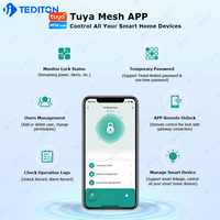 Tediton Tuya APP Biométrique Split Numérique Électronique Capteur D'empreintes Digitales Sans Clé Intelligent Poignée De Porte En Bois Serrures