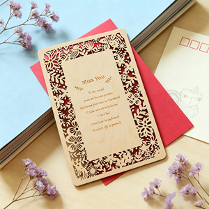 Cartes <span class=keywords><strong>d</strong></span>'invitation de mariage personnalisées en bois gravées au laser OEM ODM, design artistique, cadeaux souvenirs pour les invités - Product Image 3