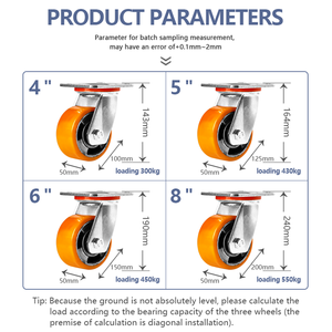 4 5 6 8 Zoll Rollen rad wagen <span class=keywords><strong>PU</strong></span> Aluminium Maschinen räder 300 kg bis 400 kg Industrielle Hoch leistungs rollen - Product Image 3