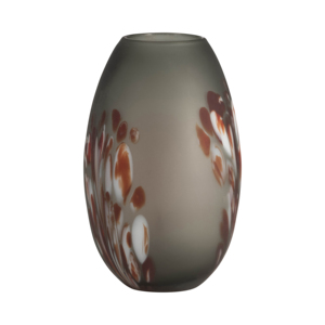 Vaso in Vetro Satinato con Dettagli Rossi Artistici, Vaso Decorativo per Fiori per Arredamento Soggiorno - Product Image 4