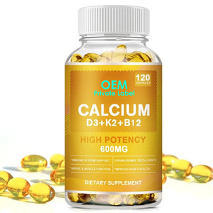 OEM/ODM 400mg 4 en 1 Cápsulas de gel blando de calcio con suplemento de vitamina D3 K2 B12 para la salud ósea e inmunológica - Product Image 1