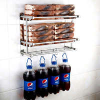 Étagère de rangement de salle de bain en acier inoxydable avec porte-serviettes, montage mural, organisateur quotidien pour les zones de toilette, d'évier et de douche