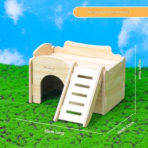 <span class=keywords><strong>Maison</strong></span> pour hamster en bois artisanale, design moderne, avec plateforme de course, habitat sûr pour petits animaux, pour hamsters et gerbilles - Product Image 2