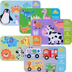 Montessori Creative Hot Selling Cartoon Iron Box Educational Toys Car Fruit Animal Wooden Puzzle <strong>Game</strong> for Children - Product Image 2