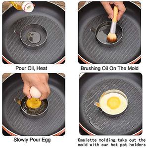 Moule à œufs et crêpes en acier inoxydable avec logo personnalisé, outils de cuisine pour la cuisson, forme pour faire des œufs frits, des omelettes - Product Image 6