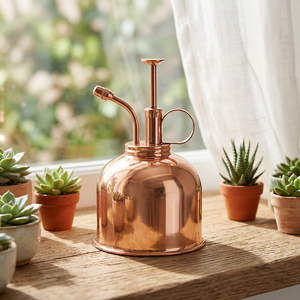 AK Brass Eco-Friendly Copper Plated Metal Watering Can 1.3L Capacity for Small Indoor <b>Plants</b> - Product Image 1