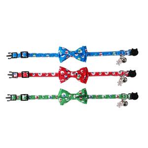 ปลอกคอแมวคริสต์มาสรูปการ์ตูนมนุษย์หิมะขนมปังขิงรูปโบว์กระดิ่งสำหรับสัตว์เลี้ยง - Product Image 1