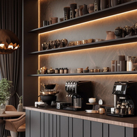 Meuble mural de rangement pour salon, maison et hôtel, étagère de présentation, meuble bar à vin en bois avec éclairage LED
