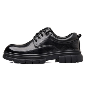 Chaussures décontractées pour hommes en cuir pleine fleur texturé à talon épais, style business, cuir haut de gamme - Product Image 2
