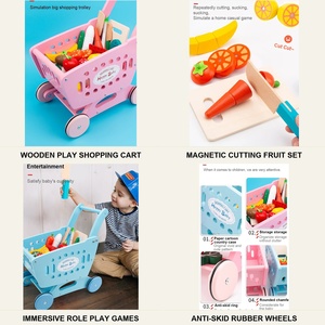 Yüksek kaliteli ahşap bebek yürüteci çocuk alışveriş sepeti itin yürümeye başlayan bebek arabası oyun evi oyuncaklar için öğrenme erkek veya kız - Product Image 2