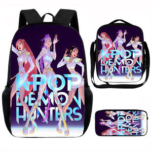 デーモンハンターガールグループ K-Pop スリーピースバックパック、ペンシルケース、ディナーバッグ、大容量学生バックパック - Product Image 4