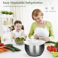 Praktische keukensalade-dehydrator 6L grote roestvrijstalen groenteslinger met beschermende PP-afdekking