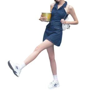 Nuevo Vestido Vaquero sin Mangas con Cuello Halter Estilo Retro Americano para Chicas Atrevidas, Gran Venta - Product Image 6