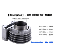 Kit cylindre assemblage culasse Performance Kit GY6 50cc 80cc 100cc 139QMB 137QMA Scooter 39mm 44mm 47mm 50mm avec 64 soupapes