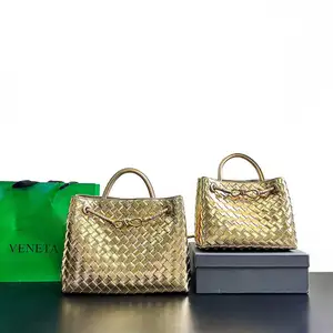 Tendencia mujer 2024 bolsos de diseñador señoras BV inspirado Andiamo bolsos de mano metálicos ligeros Napa bolsos de mano de cuero genuino F