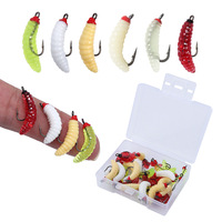 Vente flash : Appâts de pêche, leurres souples, appâts souples en PVC de 2 cm, 0,4 g, appâts en forme de ver lumineux avec hameçon