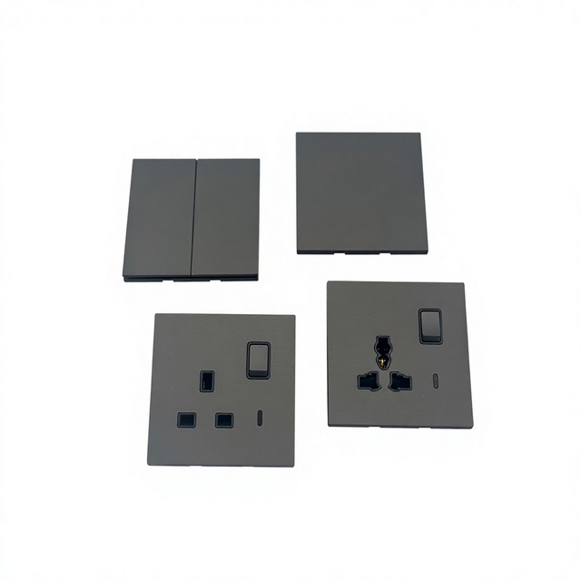British Standard Modern Gold 13A Wall Light Switch and Socket 13A Switch Electric Wall Light Switch and Socket for Home Hotel